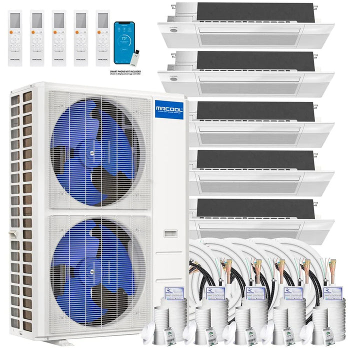 MRCOOL DIY 4th Gen 5-Zone 48,000 BTU 21 SEER (9K + 9K + 9K + 9K + 9K) Ductless Mini Split AC and Heat Pump with Ceiling Cassettes