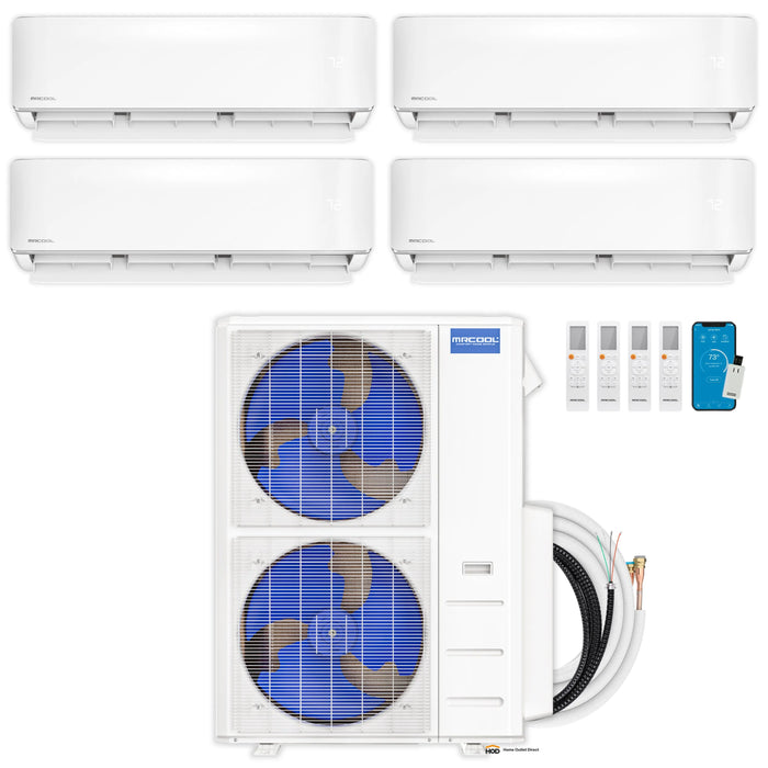 MRCOOL DIY 5th Gen Mini Split - 4-Zone 48,000 BTU Ductless Air Conditioner and Heat Pump Condenser with 18K + 12K + 9K + 9K Wall Mount Air Handlers