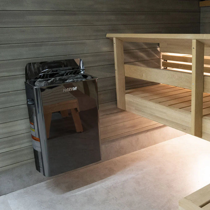 Harvia The Wall Series, 6kW, Black Stainless Steel Sauna Heater, 240V 1PH HSW6U1B
