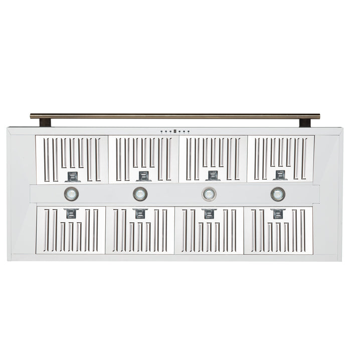 FORNO Aria 60" 1200 CFM Convertible Wall Mount Range Hood with White Hood and Antique Brass Accents, FRHWM5095-60WHT