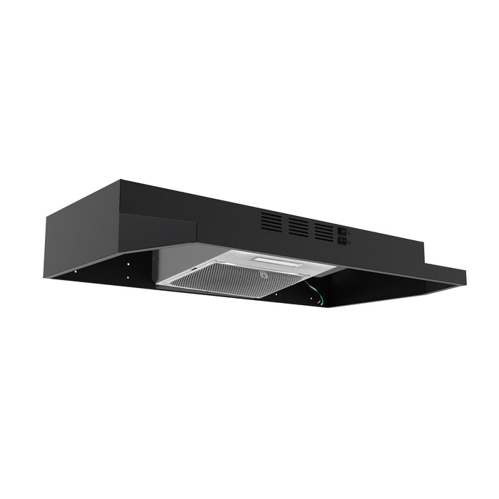 FORNO Cappa 30" 200 CFM Compact Under Cabinet Convertible Range Hood in Black, FRHUC5200-30BLK