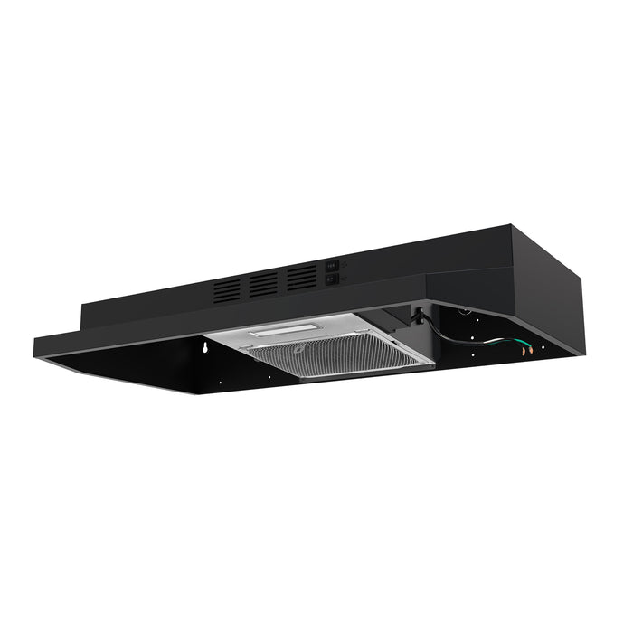 FORNO Cappa 30" 200 CFM Compact Under Cabinet Convertible Range Hood in Black, FRHUC5200-30BLK