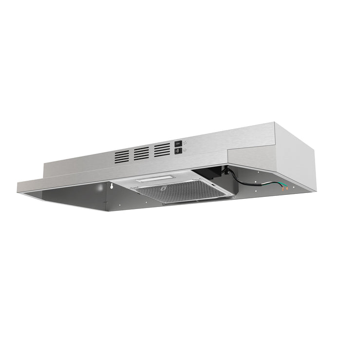 FORNO Cappa 30" 200 CFM Compact Under Cabinet Convertible Range Hood in Stainless Steel, FRHUC5200-30