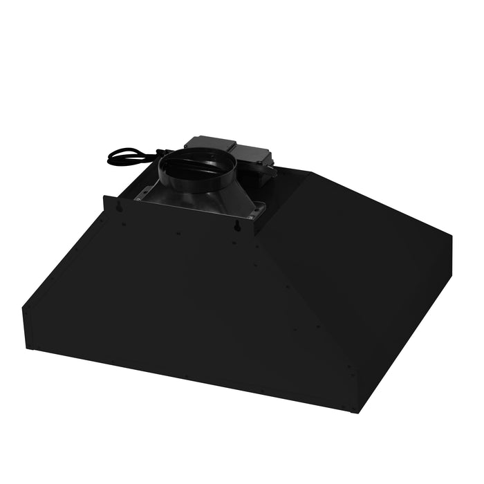 FORNO Aria 30" 600 CFM Convertible Wall Mount Range Hood with Black Hood and Antique Brass Accents, FRHWM5095-30BLK