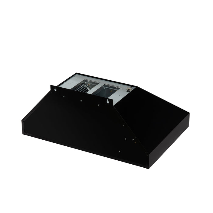 FORNO Aria 36" 1200 CFM Convertible Wall Mount Range Hood with Black Hood and Antique Brass Accents, FRHWM5095-36BLK
