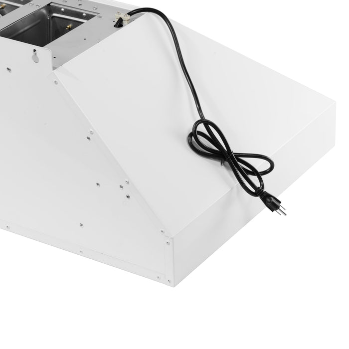 FORNO Aria 36" 1200 CFM Convertible Wall Mount Range Hood with White Hood and Antique Brass Accents, FRHWM5095-36WHT