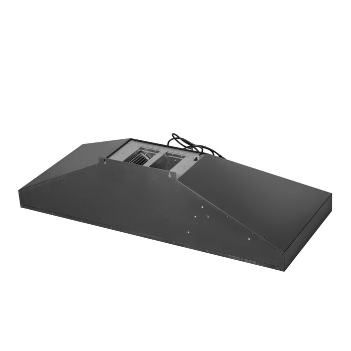 FORNO Aria 60" 1200 CFM Convertible Wall Mount Range Hood with Black Hood and Antique Brass Accents, FRHWM5095-60BLK