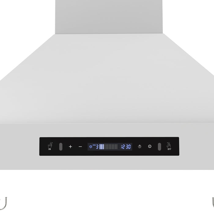 FORNO Venezia 30" 370 CFM Wall Mount Ducted Range Hood with Touch Controls and LED Lights in White with Antique Brass Accents, FRHWM5503-30WHT