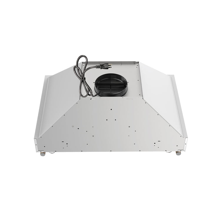 FORNO Venezia 30" 370 CFM Wall Mount Ducted Range Hood with Touch Controls and LED Lights in White with Antique Brass Accents, FRHWM5503-30WHT