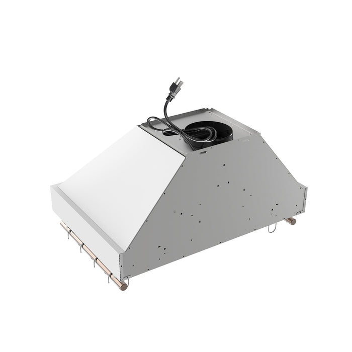 FORNO Venezia 30" 370 CFM Wall Mount Ducted Range Hood with Touch Controls and LED Lights in White with Antique Brass Accents, FRHWM5503-30WHT