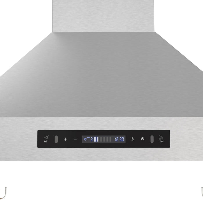FORNO Venezia 30" 370 CFM Wall Mount Ducted Range Hood with Touch Controls and LED Lights in Stainless Steel, FRHWM5503-30