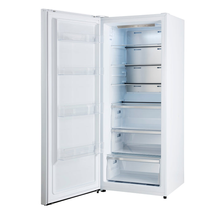 FORNO Maderno 32" 13.6 cu.ft. Left Swing Convertible Refrigerator and Freezer with Modern Trim Kit in White with Antique Brass Handles, FFFFD1722-32LMG-WHT