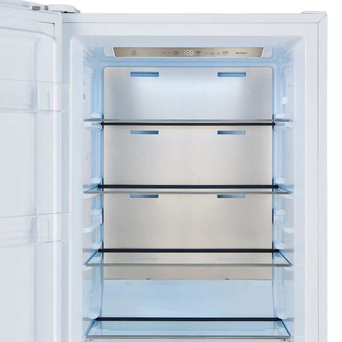 FORNO Maderno 32" 13.6 cu.ft. Left Swing Convertible Refrigerator and Freezer with Modern Trim Kit in White with Antique Brass Handles, FFFFD1722-32LMG-WHT