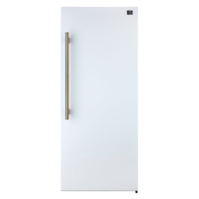 FORNO Maderno 32" 13.6 cu.ft. Right Swing Convertible Refrigerator and Freezer with Modern Trim Kit in White with Antique Brass Handles, FFFFD1722-32RMG-WHT