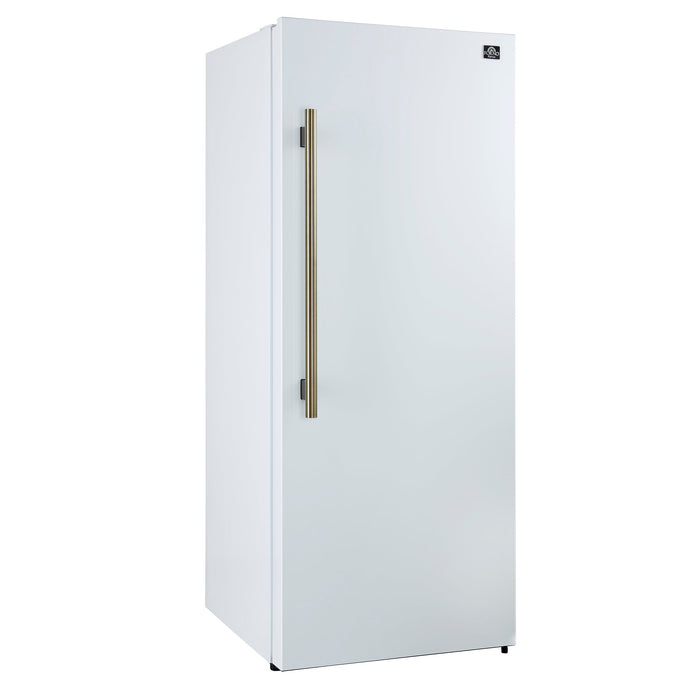 FORNO Maderno 32" 13.6 cu.ft. Right Swing Convertible Refrigerator and Freezer with Modern Trim Kit in White with Antique Brass Handles, FFFFD1722-32RMG-WHT