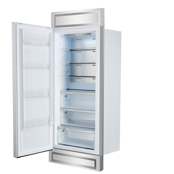 FORNO Maderno 32" 13.6 cu.ft. Left Swing Convertible Refrigerator and Freezer with Modern Trim Kit in White with Antique Brass Handles, FFFFD1722-32LMG-WHT