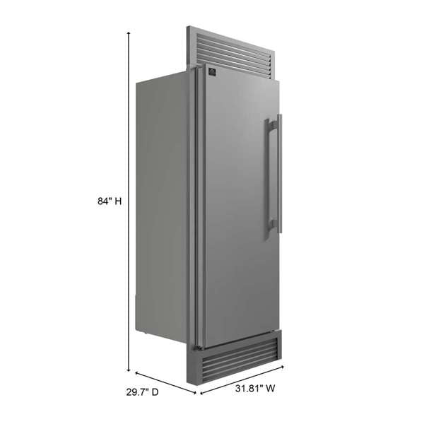 FORNO Maderno 32" 13.6 cu.ft. Left Swing Convertible Refrigerator and Freezer with Modern Trim Kit in Stainless Steel, FFFFD1722-32LSG