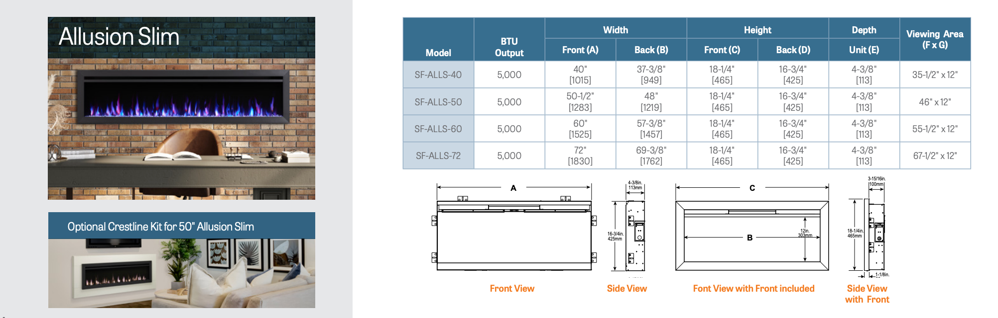 Simplifire Allusion Slim 60" Electric Fireplace