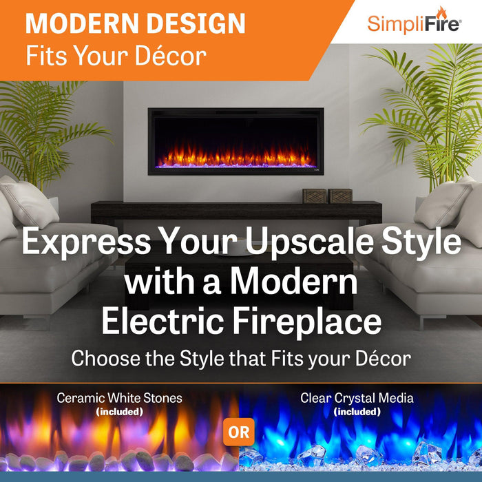 SimpliFire Allusion Platinum 50" Linear Electric Recessed Fireplace