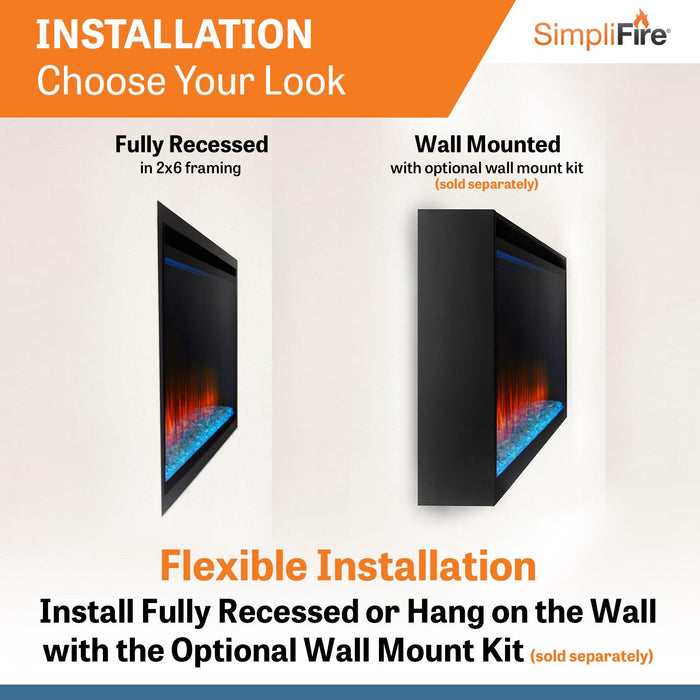SimpliFire Allusion Platinum 72" Linear Electric Recessed Fireplace