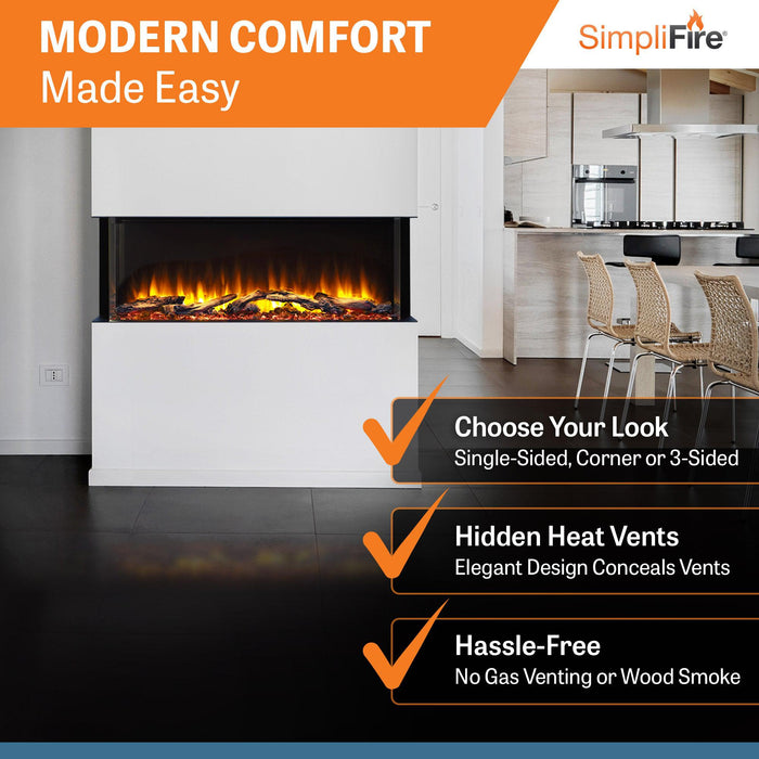 SimpliFire Scion Trinity 43" 3-Sided Linear Electric Built-In Fireplace
