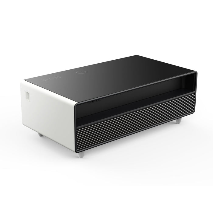 FORNO Evoluto  51" Smart Coffee Table – Dual Fridge Drawers, Bluetooth Audio, Wireless Charging, RGB Light in Black in White, FCTFR7006-51WHT