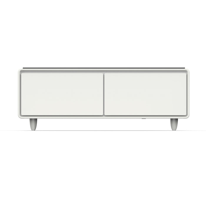 FORNO Evoluto  51" Smart Coffee Table – Dual Fridge Drawers, Bluetooth Audio, Wireless Charging, RGB Light in Black in White, FCTFR7006-51WHT