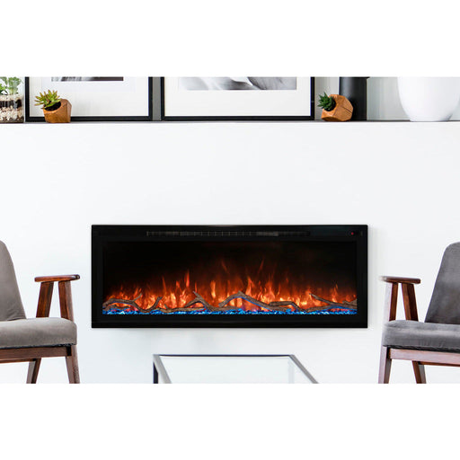 Spectrum Slimline 50-inch wall-mounted fireplace, modern style.