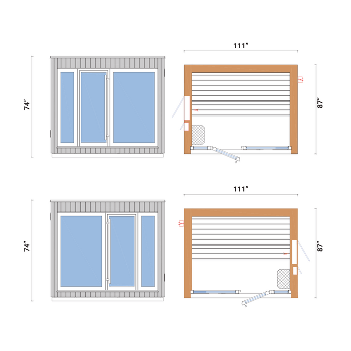 SaunaLife 6-Person Pre-Assembled Outdoor Sauna | Model G7