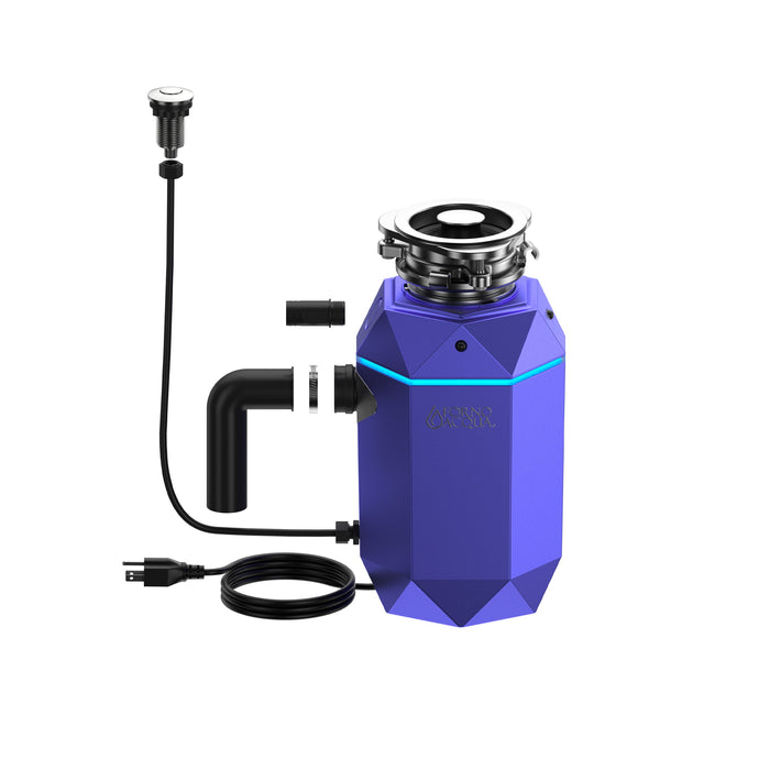 FORNO ACQUA BrightDiamond Amethyst 3/4 HP Ultra-Quiet Garbage Disposal with Motion Sensor Light & Pre-Wired Air Switch
