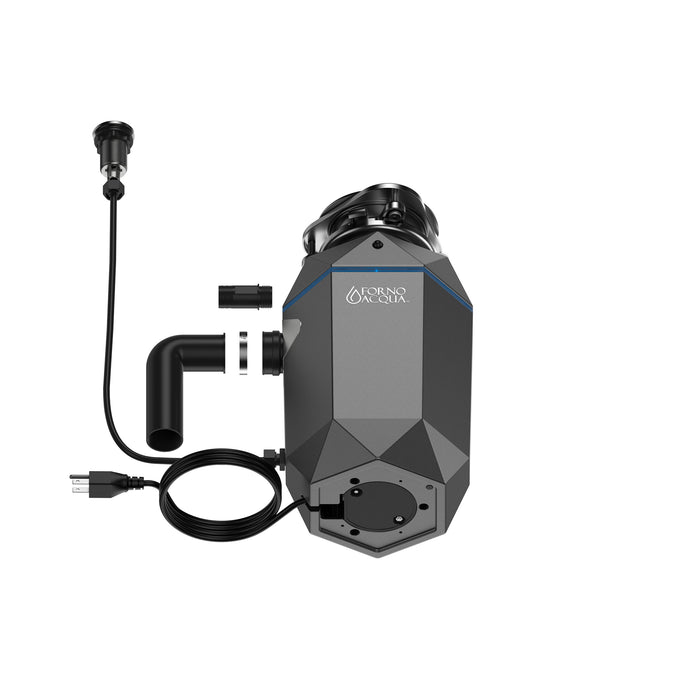 FORNO ACQUA BrightDiamond Black Onyx 1 HP Ultra-Quiet Garbage Disposal with Motion Sensor Light & Pre-Wired Air Switch