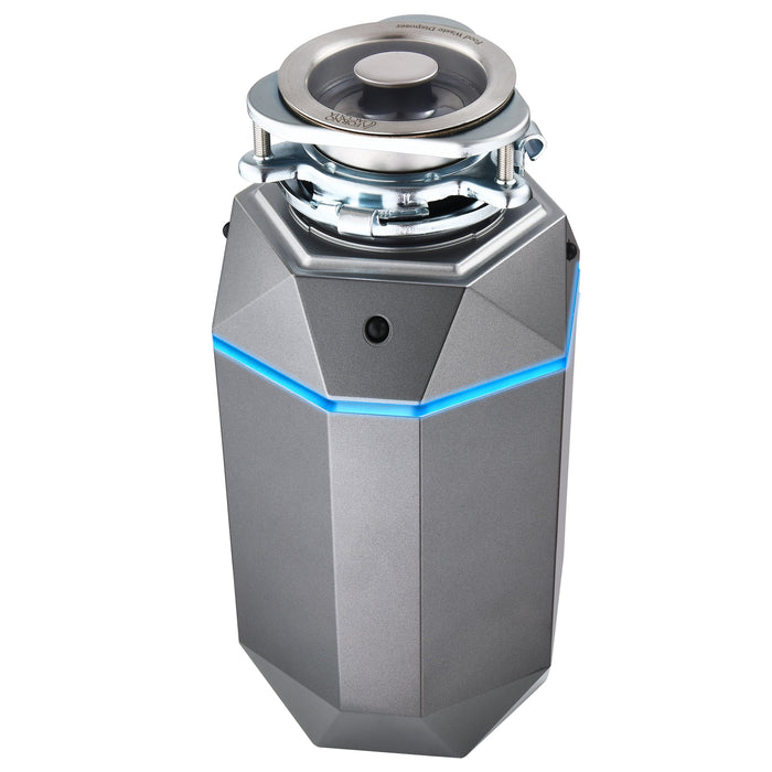 FORNO ACQUA BrightDiamond Black Onyx 1 HP Ultra-Quiet Garbage Disposal with Motion Sensor Light & Pre-Wired Air Switch