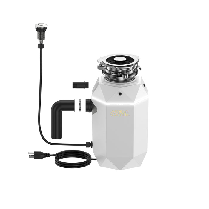 FORNO ACQUA BrightDiamond Moonstone 3/4 HP Ultra-Quiet Garbage Disposal with Motion Sensor Light & Pre-Wired Air Switch