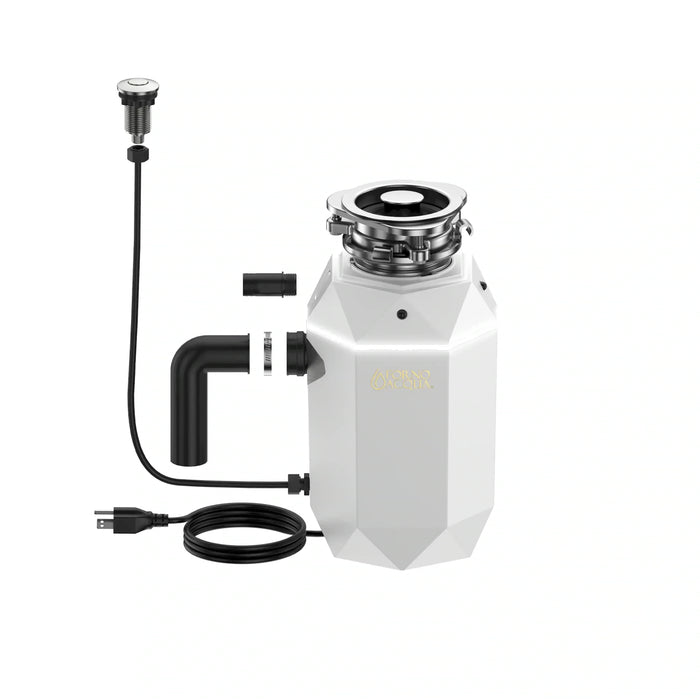 Forno Acqua BrightDiamond Moonstone 1HP Super Quiet Garbage Disposal Corded with Motion Sensor Cabinet Light & Pre-Wired Air Switch (WDD100TA2MS)