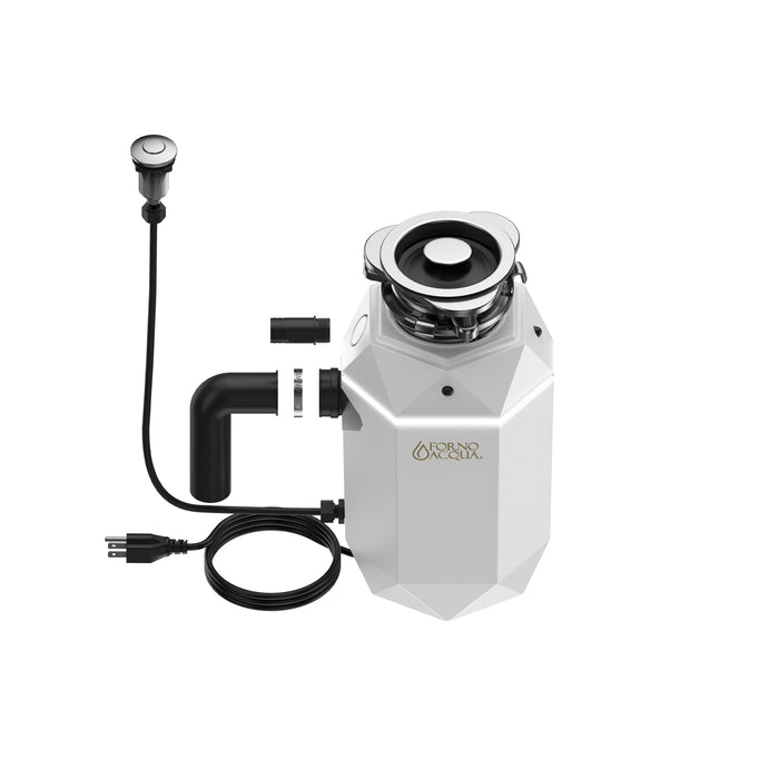 FORNO ACQUA BrightDiamond Moonstone 3/4 HP Ultra-Quiet Garbage Disposal with Motion Sensor Light & Pre-Wired Air Switch