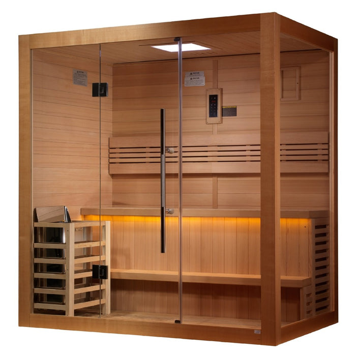 Golden Designs Glass Wall "Forssa" 3 Person Indoor/Outdoor Traditional Sauna GDI-7203-01