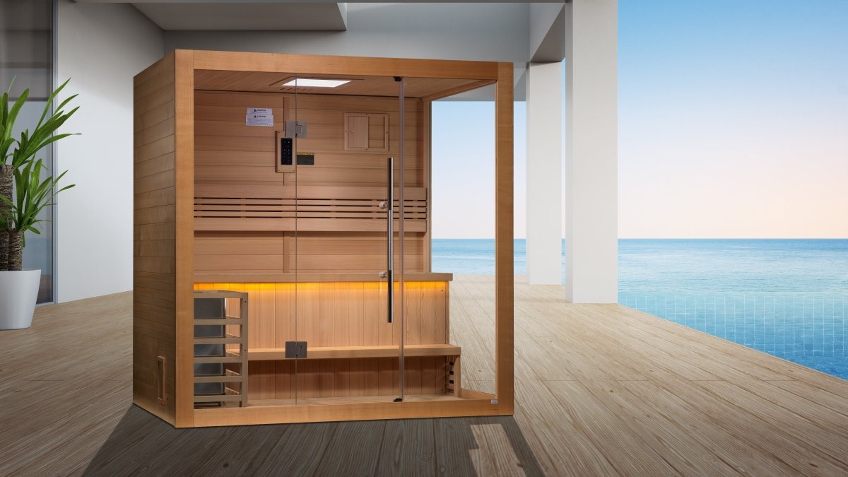 Golden Designs Glass Wall "Forssa" 3 Person Indoor/Outdoor Traditional Sauna GDI-7203-01