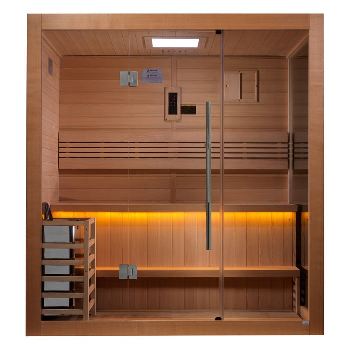 Golden Designs Glass Wall "Forssa" 3 Person Indoor/Outdoor Traditional Sauna GDI-7203-01