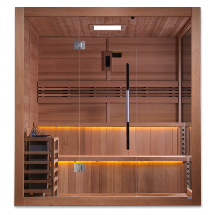 Golden Designs Glass Wall "Kuusamo" 6 Person Indoor/Outdoor Traditional Sauna GDI-7206-01