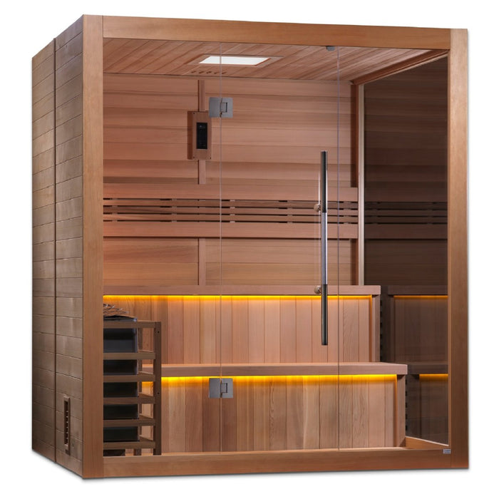 Golden Designs Glass Wall "Kuusamo" 6 Person Indoor/Outdoor Traditional Sauna GDI-7206-01