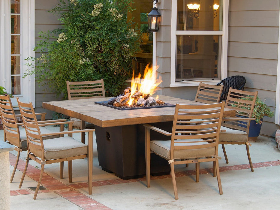 American Fyre Designs Reclaimed Wood Cosmopolitan Square Dining Fire Table
