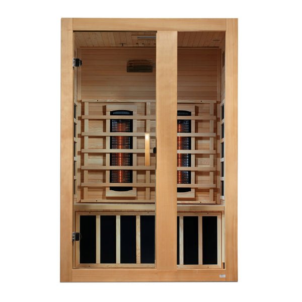 Golden Designs Dynamic "Serena" 2-Person Full Spectrum Near Zero EMF FAR Infrared Sauna w/ Canadian Hemlock | DYN-6229-03 FS