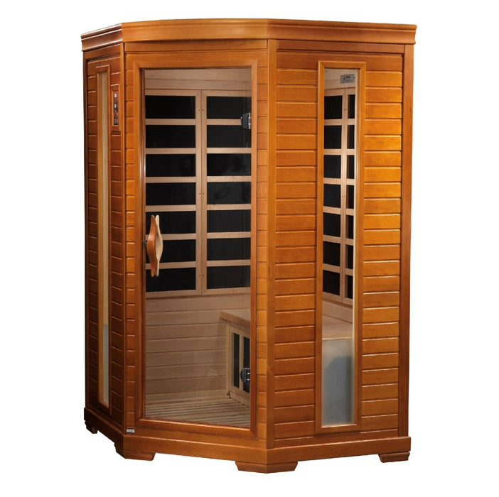 Dynamic Heming Elite 2 Person Corner Ultra Low EMF FAR Infrared Dry Sauna in Canadian Hemlock DYN-6225-02 Elite