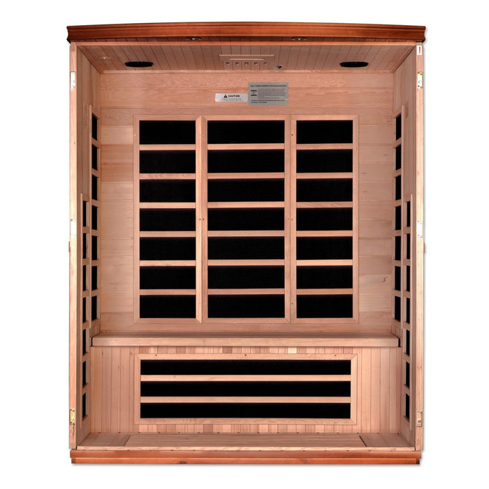 Dynamic Lugano Elite 3 Person Ultra Low EMF FAR Infrared Dry Sauna in Canadian Hemlock DYN-6336-02 Elite
