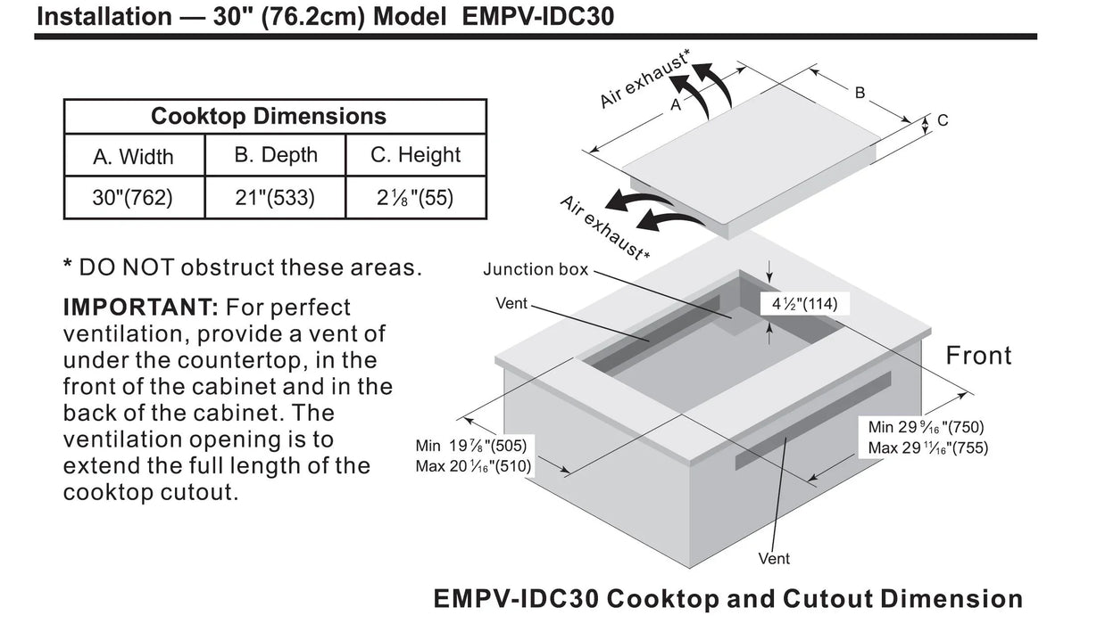 Empava 30-Inch Induction Cooktop in Black (EMPV-IDC30)