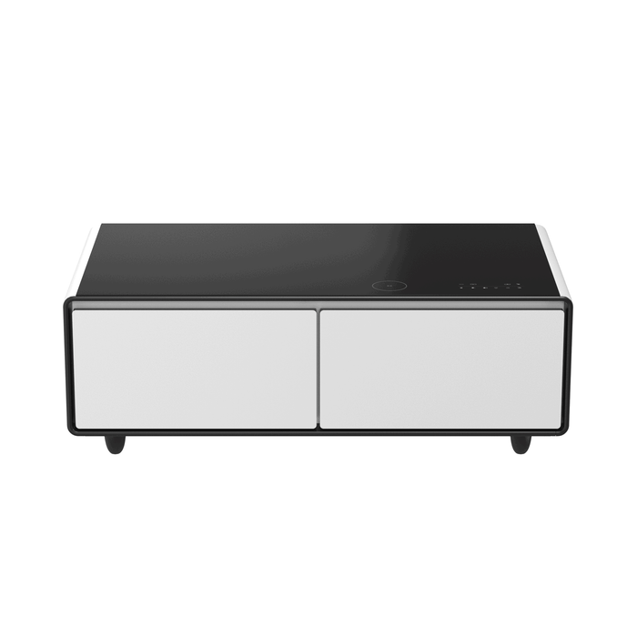 FORNO Evoluto  51" Smart Coffee Table – Dual Fridge Drawers, Bluetooth Audio, Wireless Charging, RGB Light in Black in White, FCTFR7006-51WHT