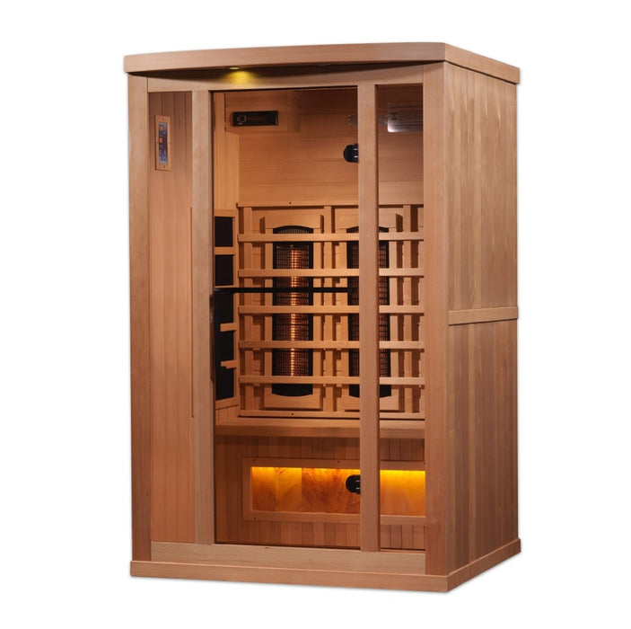 Golden Designs 2 Person FAR Infrared Dry Sauna with Himalayan Salt Bar GDI-8020-02