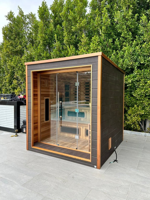 Golden Designs Karlstad 6 Person Hybrid (PureTech™ Full Spectrum IR / Traditional Stove) Outdoor Steam Sauna GDI-8226-01