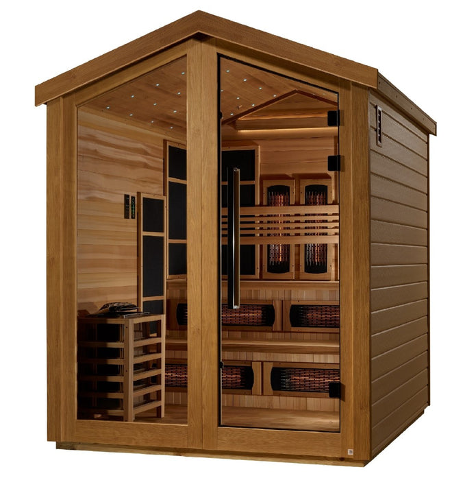 Golden Designs Kaskinen 6 Person Hybrid (PureTech™ Full Spectrum IR / Traditional Stove) Outdoor Cabin Sauna GDI-8526-01