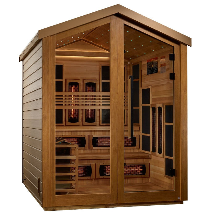 Golden Designs Kaskinen 6 Person Hybrid (PureTech™ Full Spectrum IR / Traditional Stove) Outdoor Cabin Sauna GDI-8526-01